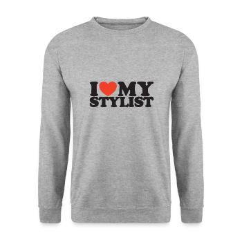 J’aime ma chemise coeur Styliste - Sweat-shirt Unisexe - gris chiné - Devant - Alina (178cm) & Michal (187cm)