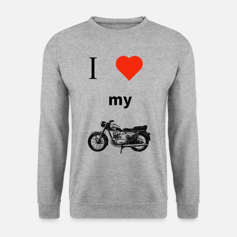 I Love my Motorcycle Spruch Motorrad - Unisex Pullover - Weißgrau meliert