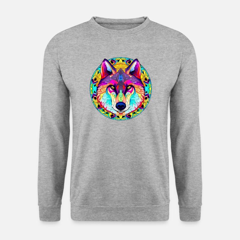 WOLF - Spirit Guide - Unisex Pullover - Weißgrau meliert