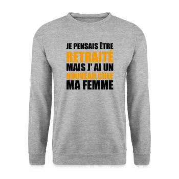 Retraite Humour Retraité Cadeau Homme Retraité - Sweat-shirt Unisexe - gris chiné - Devant - Alina (178cm) & Michal (187cm)