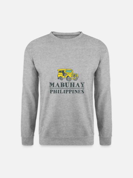 Philippinen Filipino Jeepney Mabuhay I Geschenk - Unisex Pullover - Weißgrau meliert