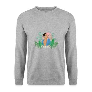 Philippinen Filipina Stolz Blumen Pinay I Geschenk - Unisex Pullover - Weißgrau meliert - Vorne - Alina (178cm) & Michal (187cm)