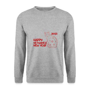 Chat du Nouvel An vietnamien 2023 I Cadeau - Sweat-shirt Unisexe - gris chiné - Devant - Alina (178cm) & Michal (187cm)