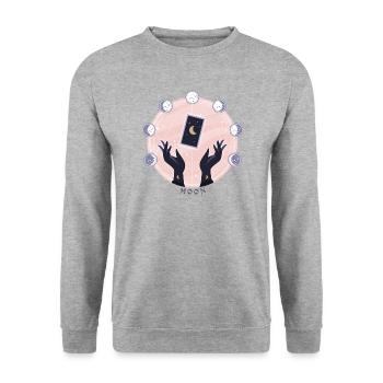 Lunar Magic Tarot Karte - Unisex Pullover - Weißgrau meliert - Vorne - Alina (178cm) & Michal (187cm)