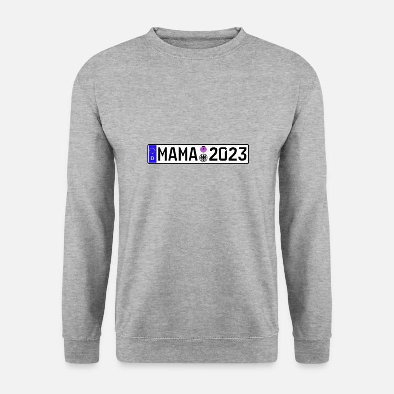 Mama 2023 Mutter werden Nummernschild - Unisex Pullover - Weißgrau meliert