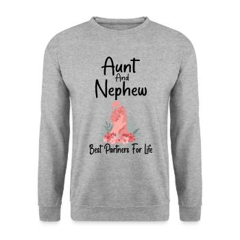 Aunt & Nephew Best Partners For Life Gift Funny - Sweat-shirt Unisexe - gris chiné - Devant - Alina (178cm) & Michal (187cm)