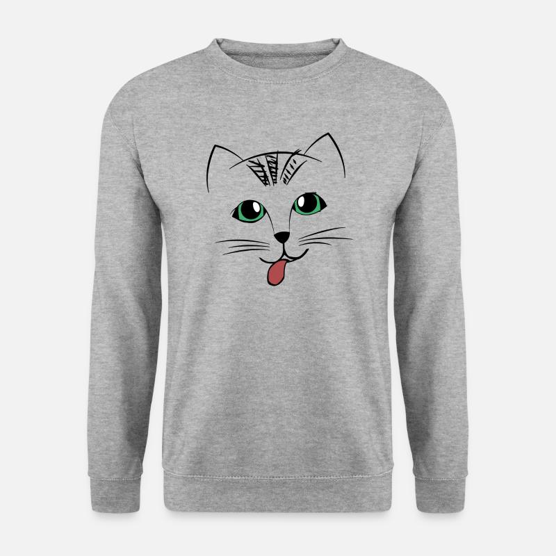 Visage de chat doux avec la langue - Sweat-shirt Unisexe - gris chiné