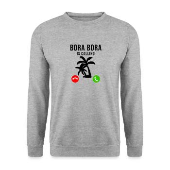 Bora Bora appelle le slogan Palme Travel Holiday Summer - Sweat-shirt Unisexe - gris chiné - Devant - Alina (178cm) & Michal (187cm)