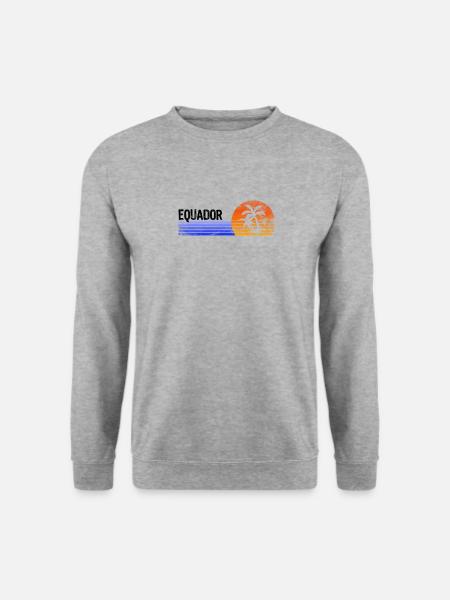 Equador Souvenir Urlaub Reise Palmen Retro Sunset - Unisex Pullover - Weißgrau meliert