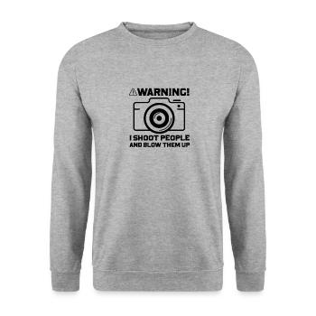 Fotograf Spruch Fotografieren Photo - Unisex Pullover - Weißgrau meliert - Vorne - Alina (178cm) & Michal (187cm)