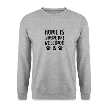 Bollipoo Hunde Hunderasse Geschenk Spruch Hund - Unisex Pullover - Weißgrau meliert - Vorne - Alina (178cm) & Michal (187cm)