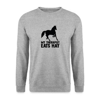 Reiten Pferd Reiterhof Reiterin Geschenk - Unisex Pullover - Weißgrau meliert - Vorne - Alina (178cm) & Michal (187cm)