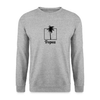 Tropea Palm Tree Holiday Trip Souvenir - Unisex Pullover - Weißgrau meliert - Vorne - Alina (178cm) & Michal (187cm)