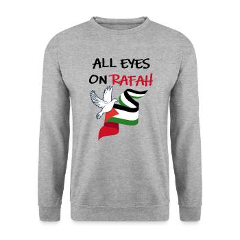 Tous les yeux sont rivés sur Rafah Dove of Peace - Sweat-shirt Unisexe - gris chiné - Devant - Alina (178cm) & Michal (187cm)