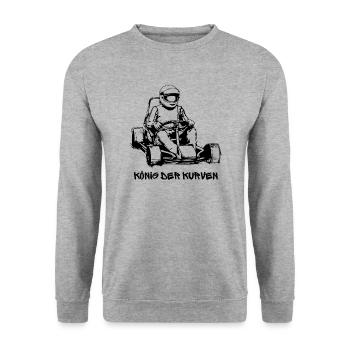GoKart racing König der Kurven - Unisex Pullover - Weißgrau meliert - Vorne - Alina (178cm) & Michal (187cm)