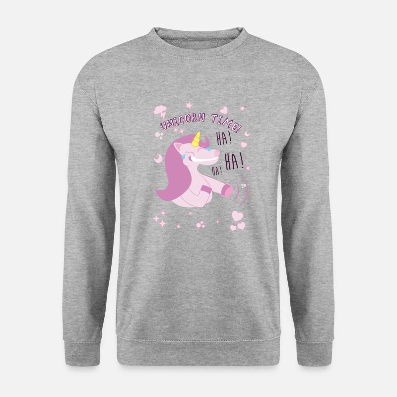 lustige Einhorn - Unisex Pullover - Weißgrau meliert