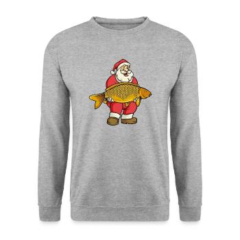 Merry Carpmas - Unisex Pullover - Weißgrau meliert - Vorne - Alina (178cm) & Michal (187cm)