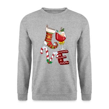 Noël, vin Noël, vin rouge vin drôle vin vin - Sweat-shirt Unisexe - gris chiné - Devant - Alina (178cm) & Michal (187cm)