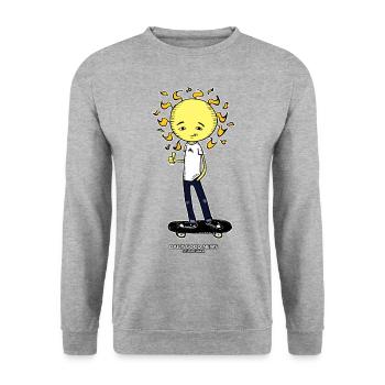 SKATING SUNSHINE-DAILY GOOD NEWS - Unisex Pullover - Weißgrau meliert - Vorne - Alina (178cm) & Michal (187cm)