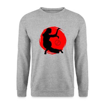 Yin Yang Qi Gong Zen - Unisex Sweatshirt - salt & pepper - Front - Alina (178cm) & Michal (187cm)