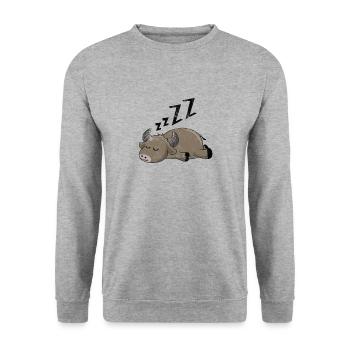 Schlafender Büffel - Unisex Pullover - Weißgrau meliert - Vorne - Alina (178cm) & Michal (187cm)