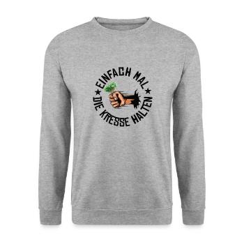 Einfach mal die Kresse halten - Unisex Pullover - Weißgrau meliert - Vorne - Alina (178cm) & Michal (187cm)
