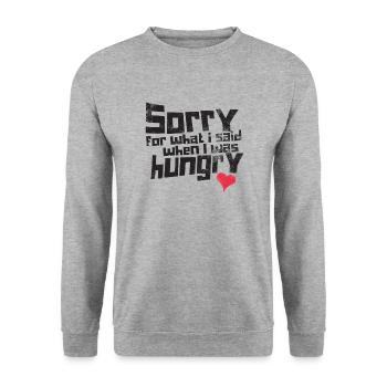 Désolé pour ce que j'ai dit quand j'avais faim - Sweat-shirt Unisexe - gris chiné - Devant - Alina (178cm) & Michal (187cm)