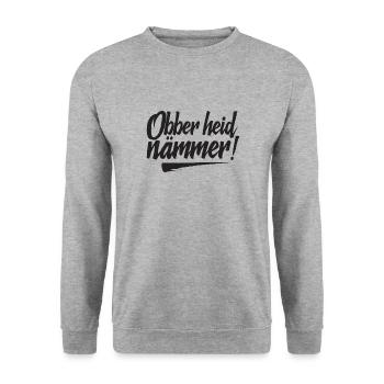 Obber heid nämmer fränkisch Franken - Unisex Pullover - Weißgrau meliert - Vorne - Alina (178cm) & Michal (187cm)