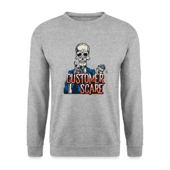 Customer Scare Care Zombie Phone Halloween - Unisex Sweatshirt - salt & pepper - Front - Alina (178cm) & Michal (187cm)