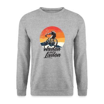 Waden statt Laden Fahrrad E-Bike Radtrikot - Unisex Pullover - Weißgrau meliert - Vorne - Alina (178cm) & Michal (187cm)
