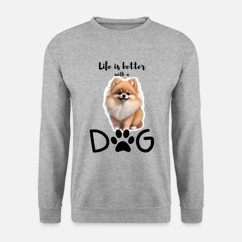 Freude pur mit einem Zwergspitz - Unisex Pullover - Weißgrau meliert