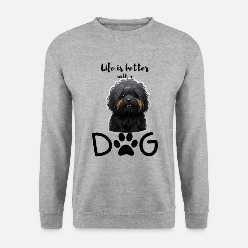 Lebensfreude mit einem Havapoo - Unisex Pullover - Weißgrau meliert