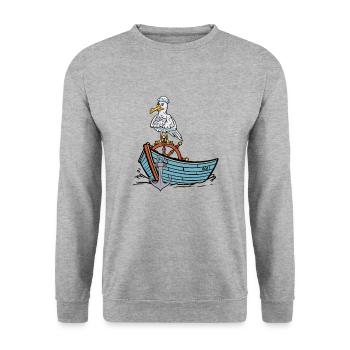 Mouette Sailor Bateau Maritime Sailor Ahoy - Sweat-shirt Unisexe - gris chiné - Devant - Alina (178cm) & Michal (187cm)