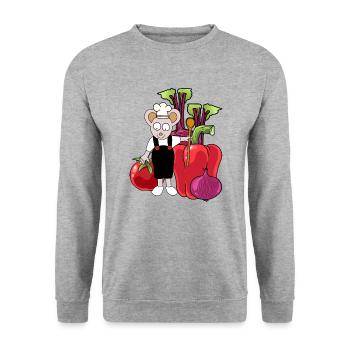 Mouse Cook Cooks Cook Vegetables Vegetarian Cooking - Unisex Sweatshirt - salt & pepper - Front - Alina (178cm) & Michal (187cm)