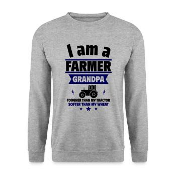 Grand-père fermier, fort comme un tracteur - Sweat-shirt Unisexe - gris chiné - Devant - Alina (178cm) & Michal (187cm)