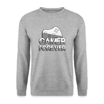 GAMER FOREVER + Controller - Gaming - Unisex Sweatshirt - salt & pepper - Front - Alina (178cm) & Michal (187cm)