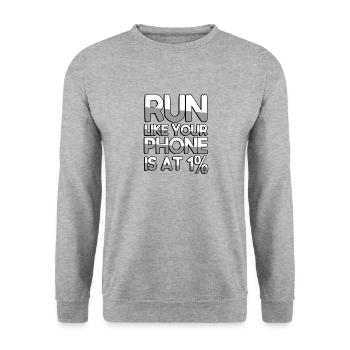 COUREZ COMME SI VOTRE TÉLÉPHONE ÉTAIT À 1% - Sports - Sweat-shirt Unisexe - gris chiné - Devant - Alina (178cm) & Michal (187cm)