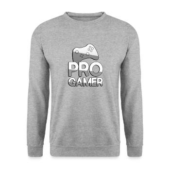 PRO GAMER + Controller - Gaming - Unisex Sweatshirt - salt & pepper - Front - Alina (178cm) & Michal (187cm)