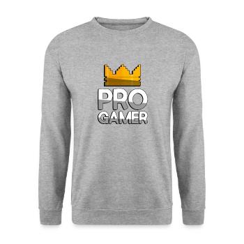 PRO GAMER + King Crown - Gaming - Unisex Sweatshirt - salt & pepper - Front - Alina (178cm) & Michal (187cm)