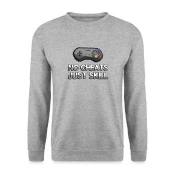 PAS DE TRICHE JUSTE COMPÉTENCE + Contrôleur SNES - Jeux - Sweat-shirt Unisexe - gris chiné - Devant - Alina (178cm) & Michal (187cm)