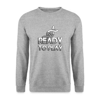 READY TO PLAY + DNA - Gaming - Unisex Pullover - Weißgrau meliert - Vorne - Alina (178cm) & Michal (187cm)