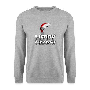 MERRY CHRISTMAS + Zipfelmütze - Weihnachten - Unisex Pullover - Weißgrau meliert - Vorne - Alina (178cm) & Michal (187cm)