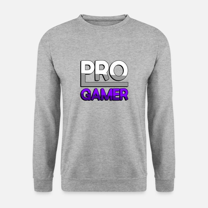 PRO GAMER (Lila) - Gaming - Unisex Pullover - Weißgrau meliert