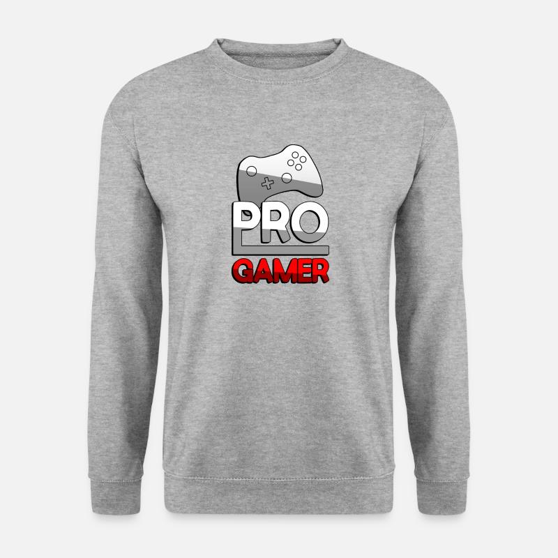PRO GAMER (Rot) + Controller - Gaming - Unisex Pullover - Weißgrau meliert