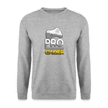 PRO GAMER (Jaune) + Manette - Jeux - Sweat-shirt Unisexe - gris chiné - Devant - Alina (178cm) & Michal (187cm)
