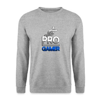 PRO GAMER (Blau) + DNA - Gaming - Unisex Pullover - Weißgrau meliert - Vorne - Alina (178cm) & Michal (187cm)