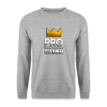 PRO GAMER (White) + King Crown - Gaming - Unisex Sweatshirt - salt & pepper - Front - Alina (178cm) & Michal (187cm)