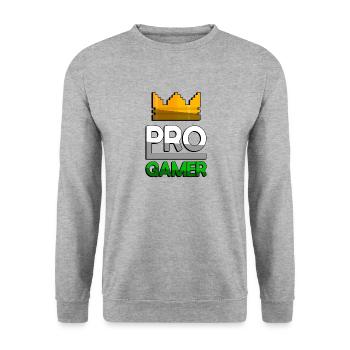 PRO GAMER (Green) + King Crown - Gaming - Unisex Sweatshirt - salt & pepper - Front - Alina (178cm) & Michal (187cm)