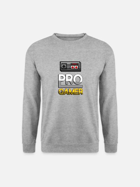 PRO GAMER (Gelb) + NES Controller - Gaming - Unisex Pullover - Weißgrau meliert