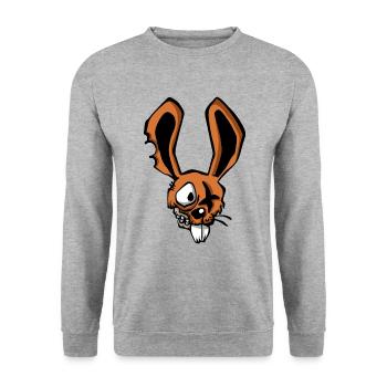 Zombie Kaninchen - Unisex Pullover - Weißgrau meliert - Vorne - Alina (178cm) & Michal (187cm)